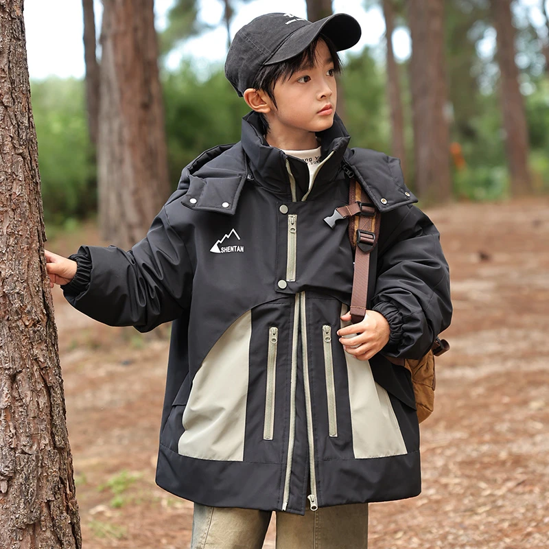 男童羽绒服外套冬季2024新款儿童男孩大童加厚冲锋衣羽绒服1575