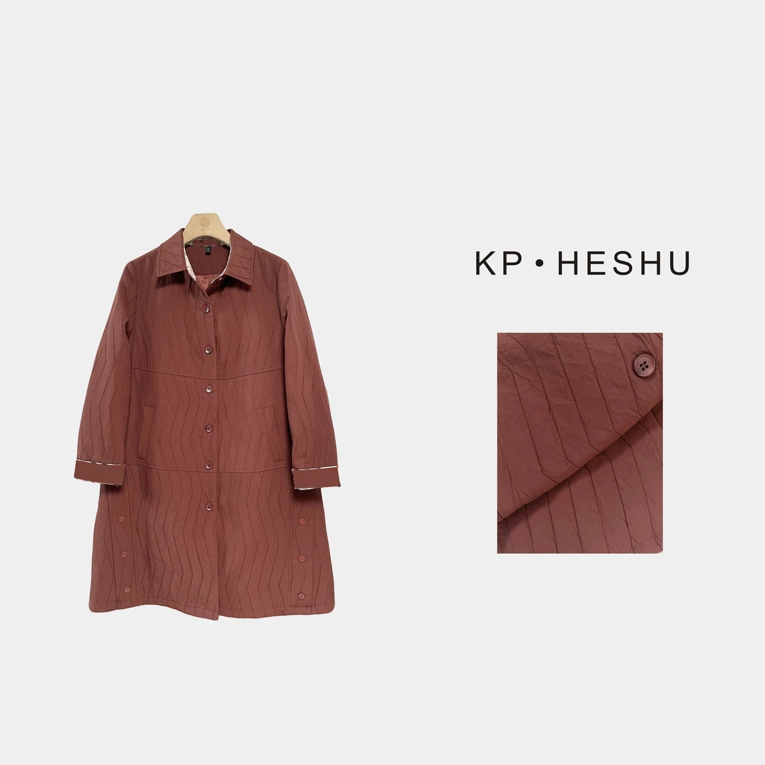 【【靠谱何叔】秋冬新款轻薄棉风衣中长款原创袖口翻遍边设计师6613