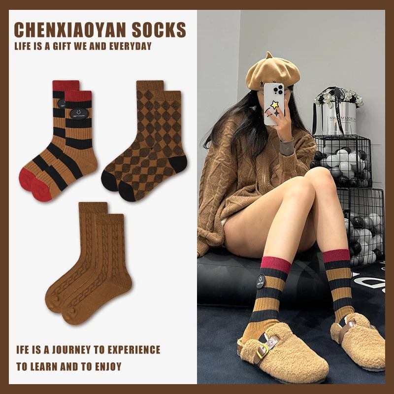 秋冬款袜子女中筒袜网红爆款2023新款女士冬天长袜女款棉袜长筒袜