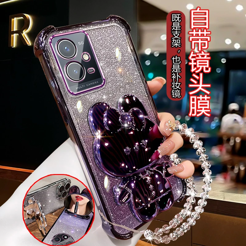 适用vivoy33s手机壳5g软硅胶VIVOY33s网红高级V2166A软壳带镜支架