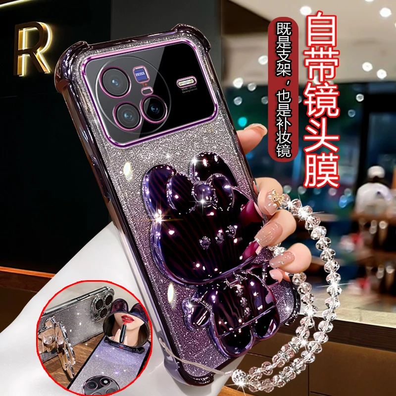 适用vivox80手机壳女新款时尚可爱VIVOX80镜头全包V2183A套带支架