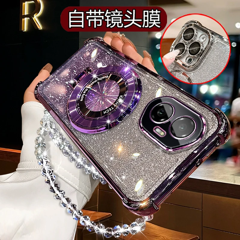 适用荣耀300手机壳带支架女潮AMMAN00新款HONOR300镜头全包5G软壳