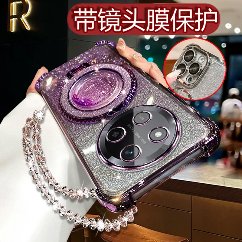 适用荣耀X60PRO手机壳曲屏5G镜头全包BRP-AN00闪粉软壳四角防摔女