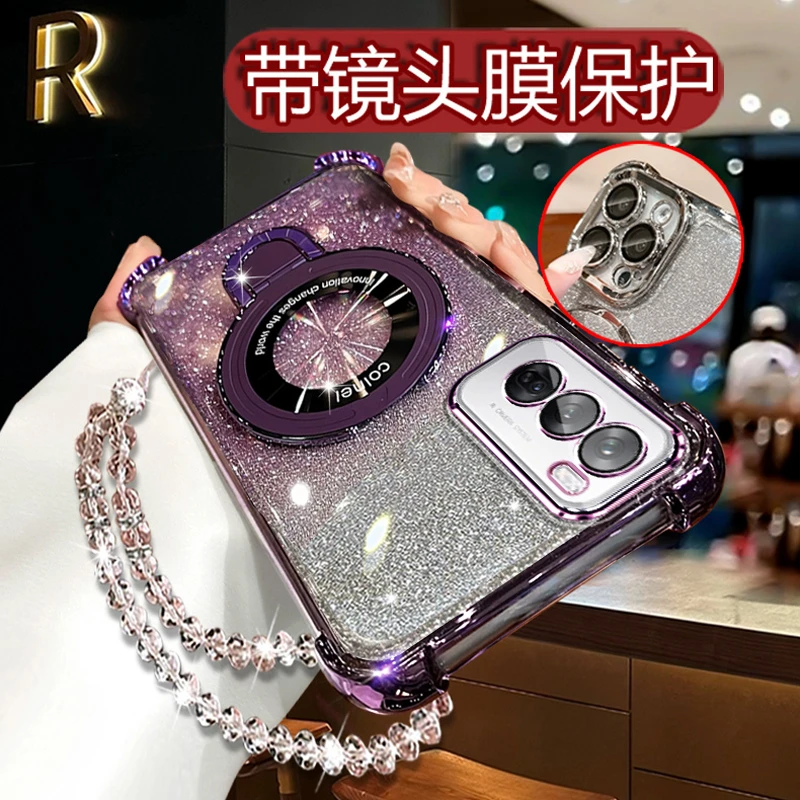 适用opporeno12pro手机壳PJW110女潮OPReno12PRO闪粉软壳全包镜头