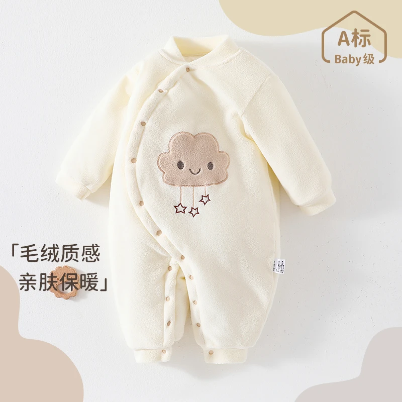 宝宝棉服秋冬款新生婴儿衣服夹棉连体衣暖加厚摇粒绒婴儿厚棉衣