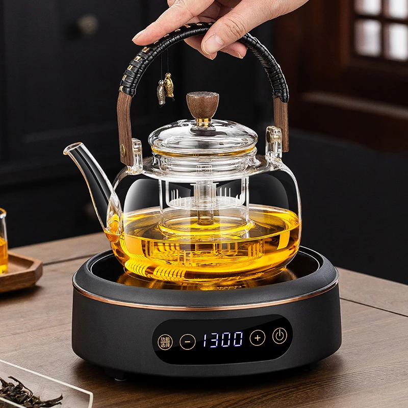2025新款高硼硅玻璃煮茶壶耐热家用办公蒸煮提梁壶保温电陶炉套装