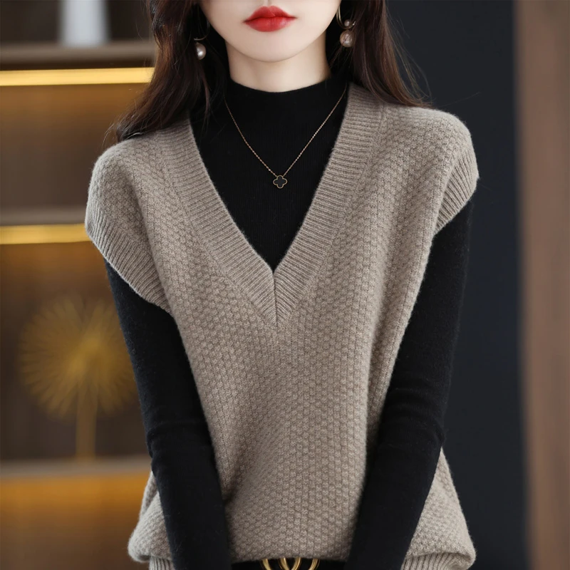 针织衫马甲毛衣背心2025春秋新款打底衫坎肩女士叠穿马夹宽松外穿