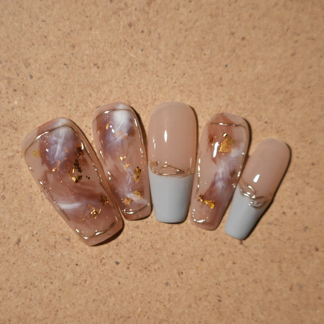 【美拉德】16Nail秋冬美拉德手绘晕染法式高级感高品质手工穿戴甲