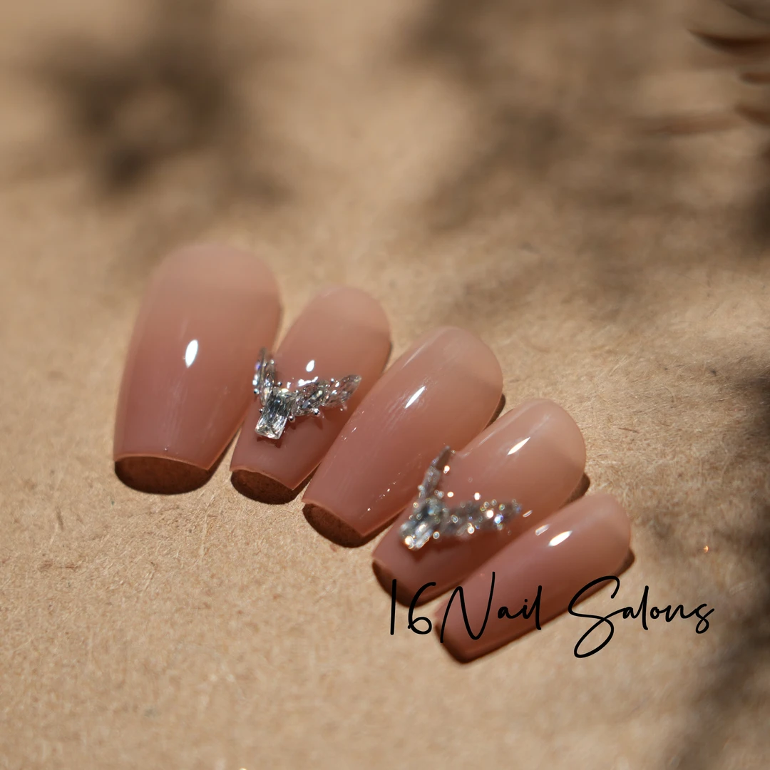 【倾城】16Nail裸色ins锆石爆闪高级感纯欲显白高品质手工穿戴甲