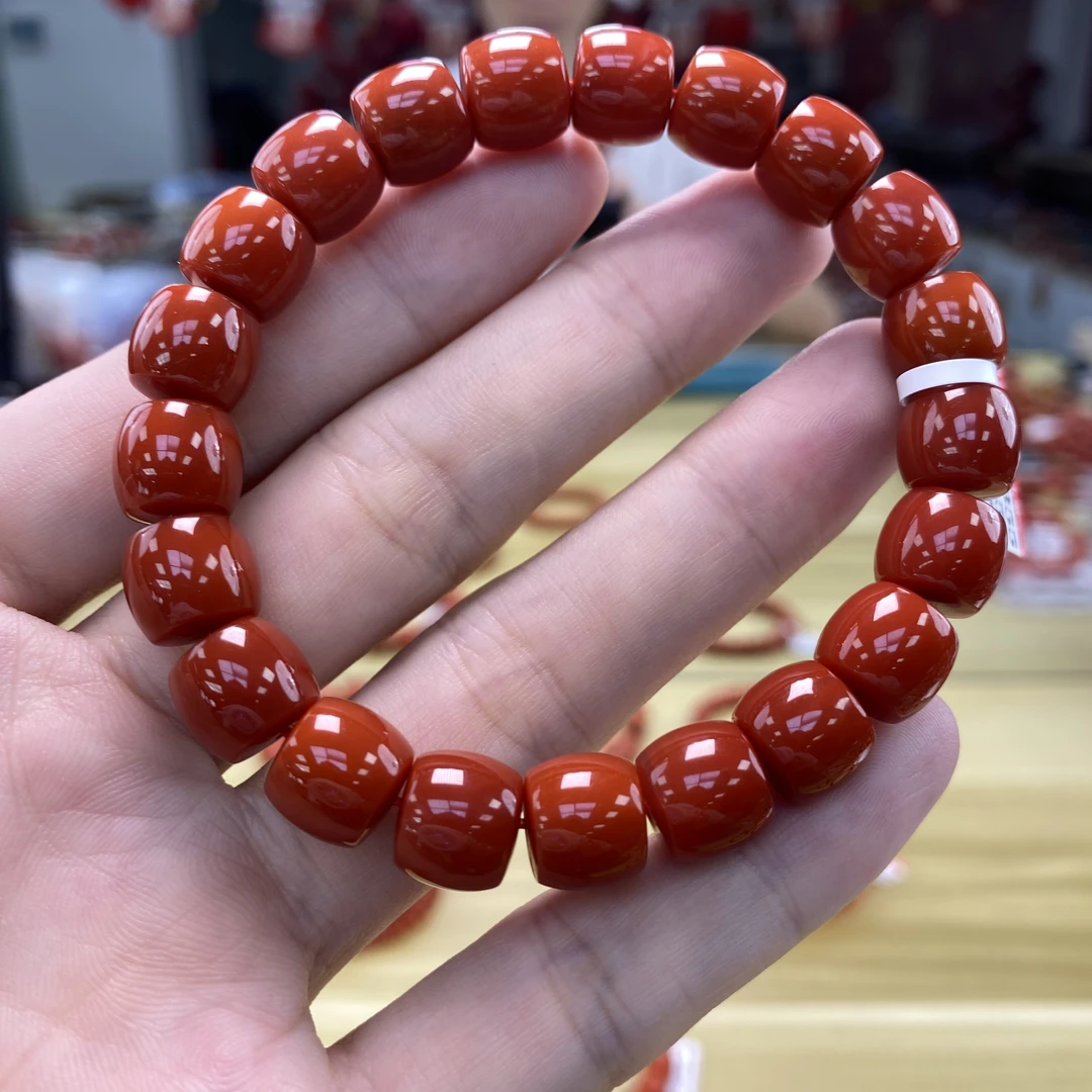 【小刘南红】保山南红锦红精工直切（典藏）手串10mm+   多样性发一