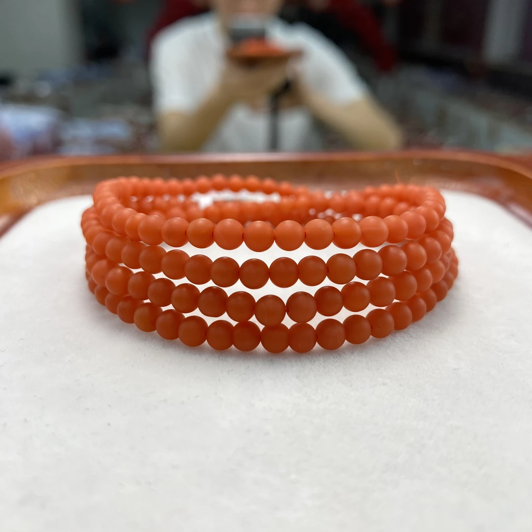 【小刘南红】保山南红精品哑光圆珠多圈（云端）  3mm+    多样性发一