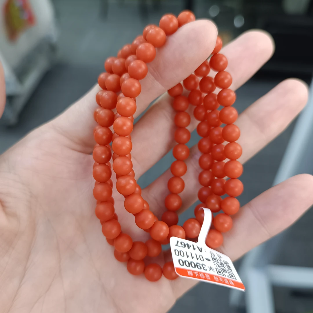 【小刘南红】保山南红（典藏）哑光多圈珠链  6mm        多样性发一