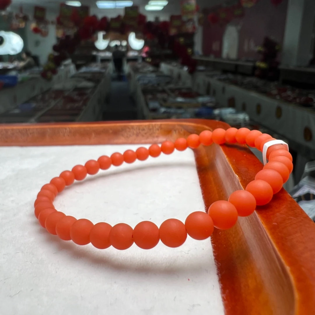 【小刘南红】保山南红精品哑光圆珠单圈(云端）  6mm   多样性发一