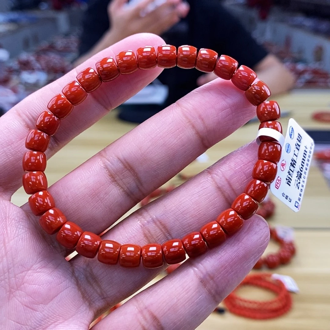 【小刘南红】保山南红(云端)精工直切手串6mm+ 多样性发一