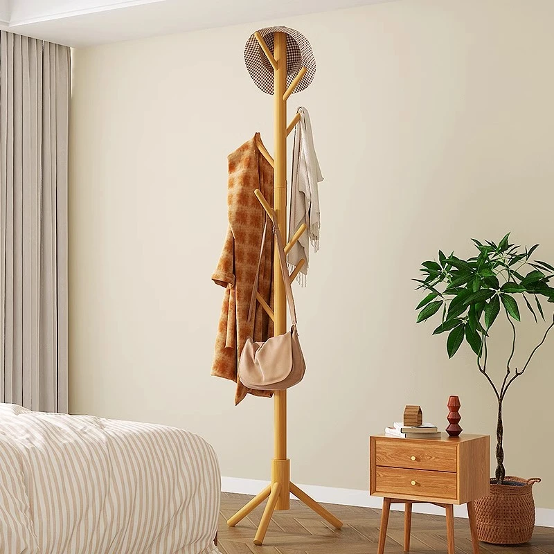 实木衣架落地衣帽架卧室客厅简约三角衣服架子房间家用简易挂衣架