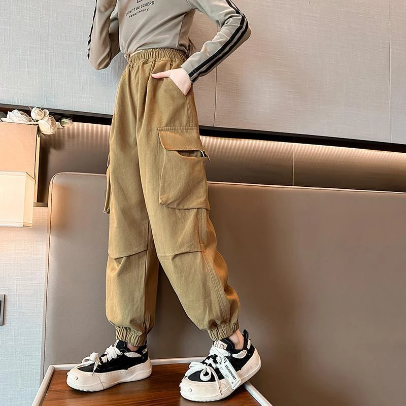 BLBLA女童工装裤秋季2024新款女大童春秋韩版洋气时髦休闲裤儿童