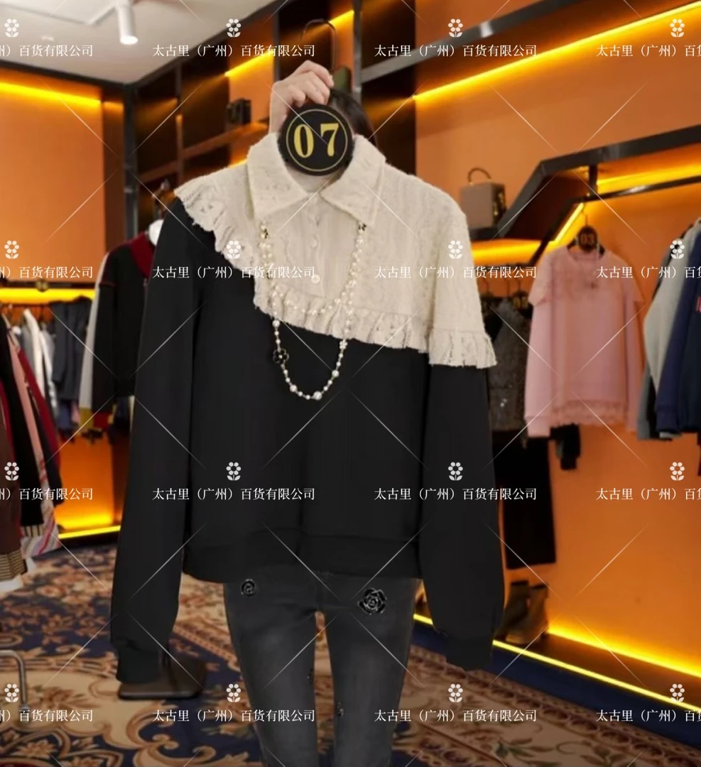 【Linda专属】【1】秋季拼接蕾丝休闲气质加绒假两件卫衣JC-A2515