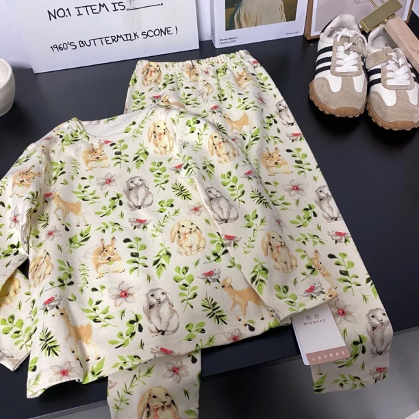 1811时尚潮流百搭洋气流行秋冬男女童秋衣套装