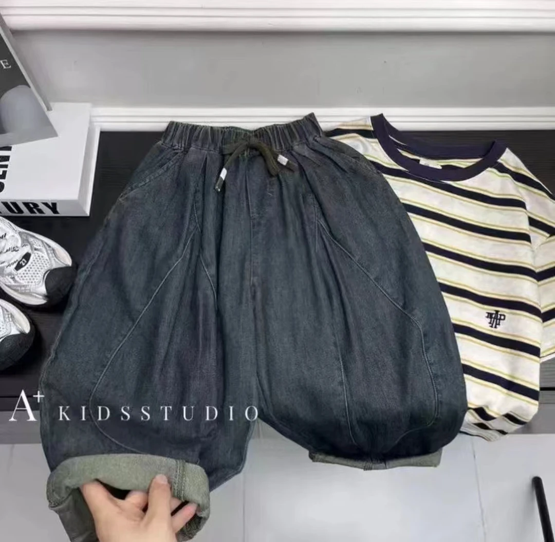 704时尚潮流男女童春秋牛仔老爹裤