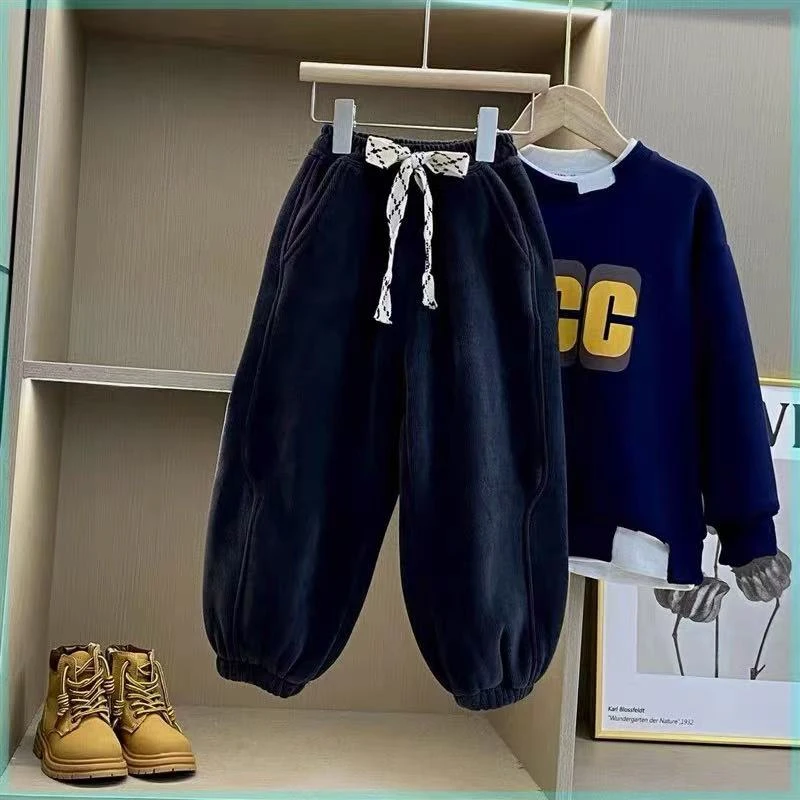 1991时尚潮流百搭洋气流行秋冬男女童加绒条绒裤