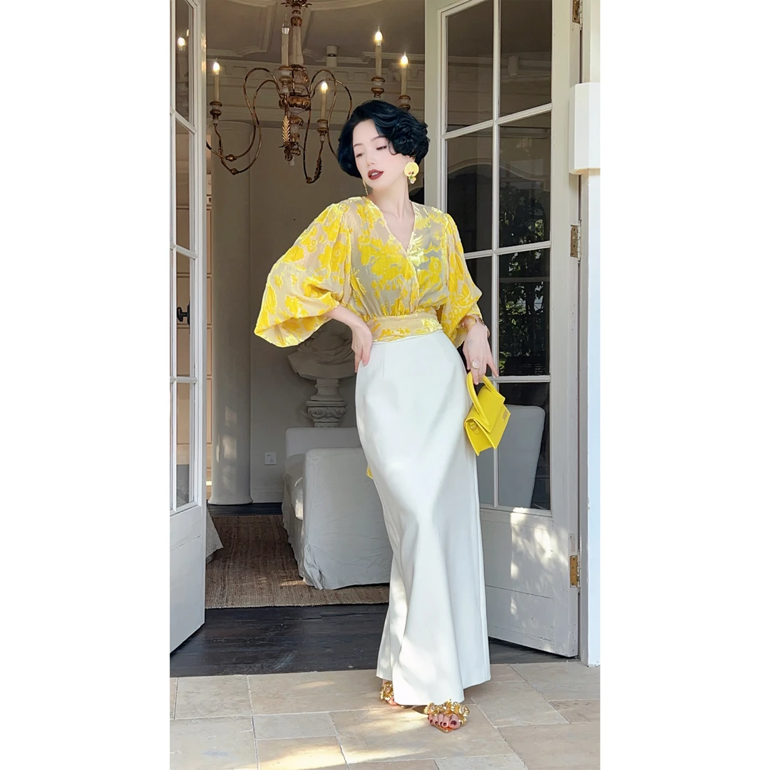 LYXJ【茉嘉妮之吻】春季名媛优雅显瘦女装半身裙10746