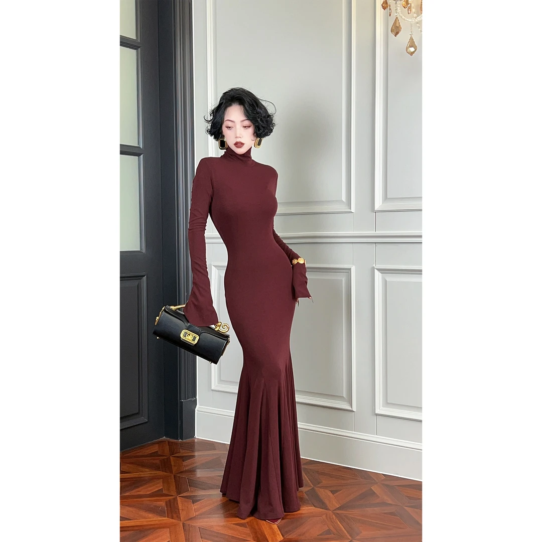 LYXJ【布达佩斯旧梦】秋冬高腰修身连衣裙时尚