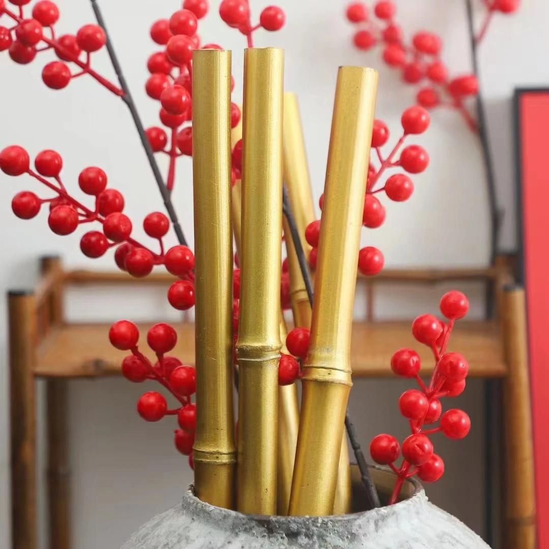 年宵花福桶装饰 金竹子 梯子 新年福桶插花材料 花艺包装材料