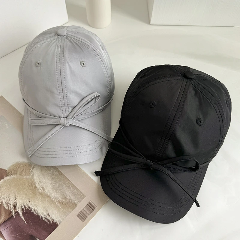 速干蝴蝶结女士棒球帽大檐鸭舌帽新款秋天户外休闲百搭透气韩版