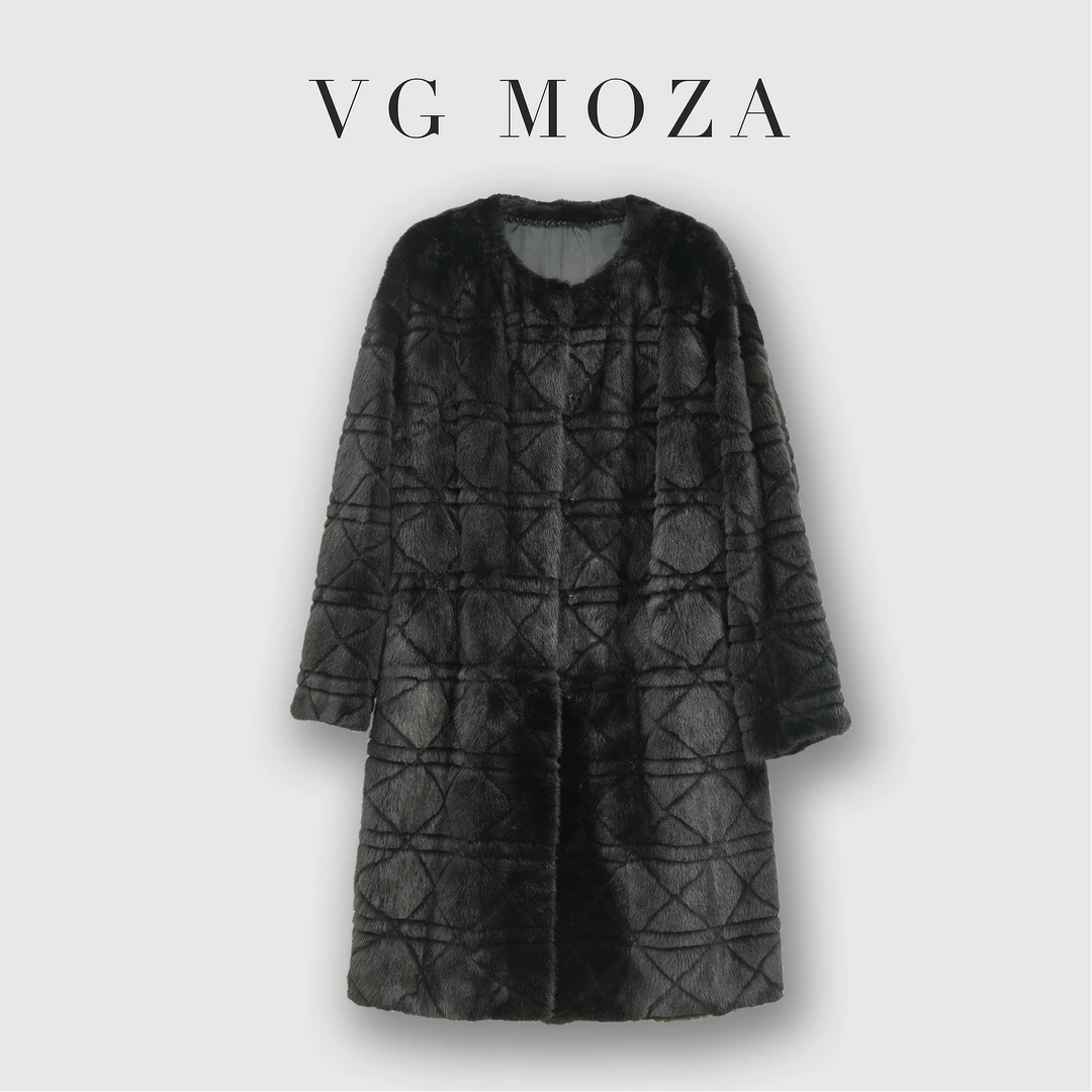 2137#2024新款品牌进口整貂天鹅绒水貂皮草外套中长款女貂皮大衣