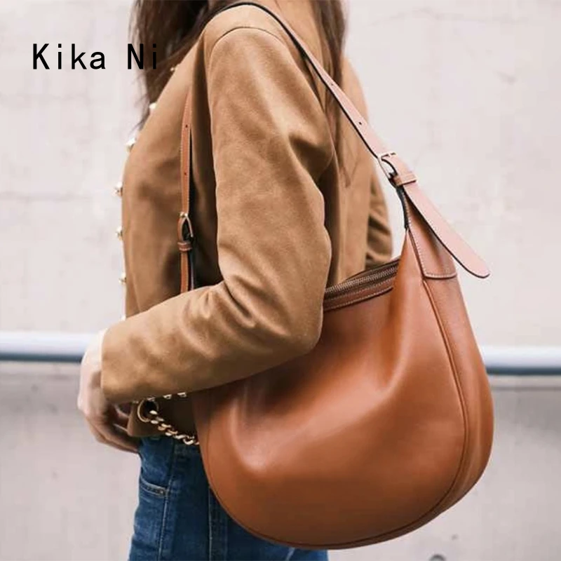 kikani hobo真皮托特极简通勤单肩大容量腋下包雅丹2024新款秋冬