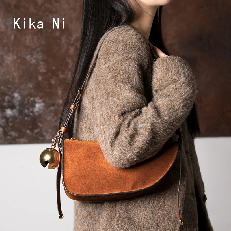 kikani复古老钱小众设计腋下包磨砂shield铃铛包女士雅丹秋冬双11