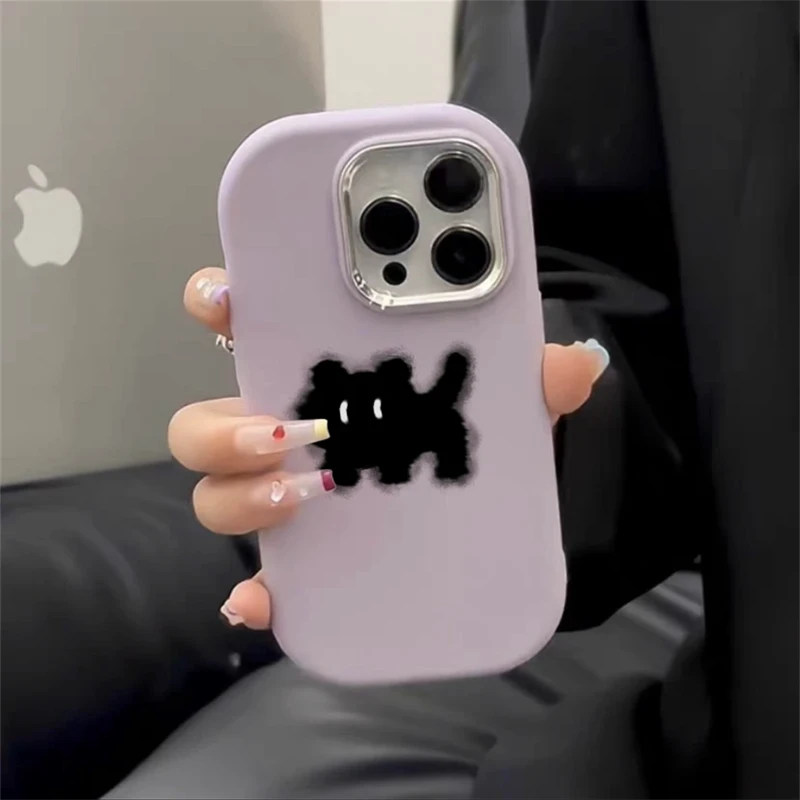 ins惊吓小黑猫适用iPhonel5/14promax手机壳苹果13/12/11软xr套xs