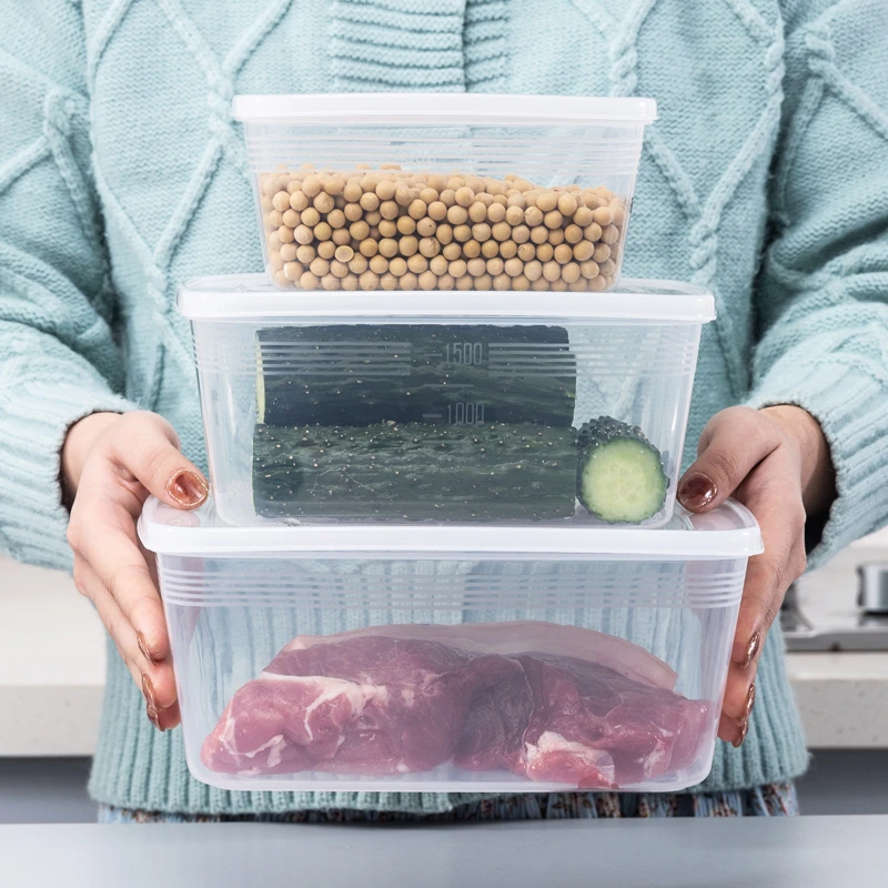 冰箱透明收纳盒大容量家用长方形抽屉式冷冻盒日式