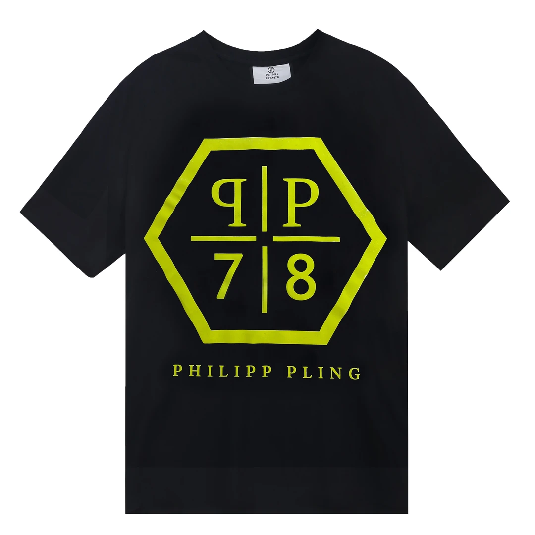 2024夏季新款欧货骷髅进口胶印时尚潮流百搭修身男士圆领短袖T恤