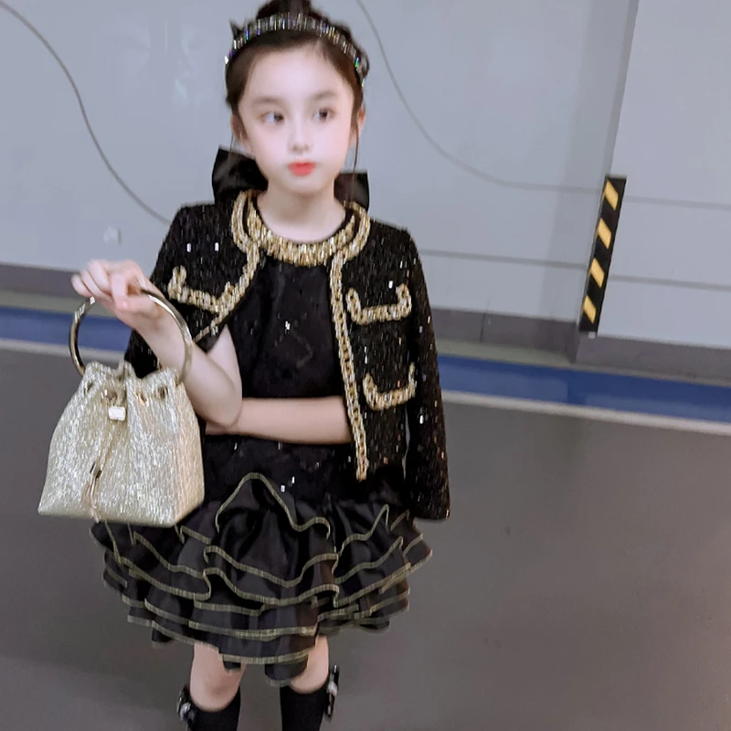 女童小香风套装裙春冬2025新款洋气儿童网红套裙小女孩时髦两件套