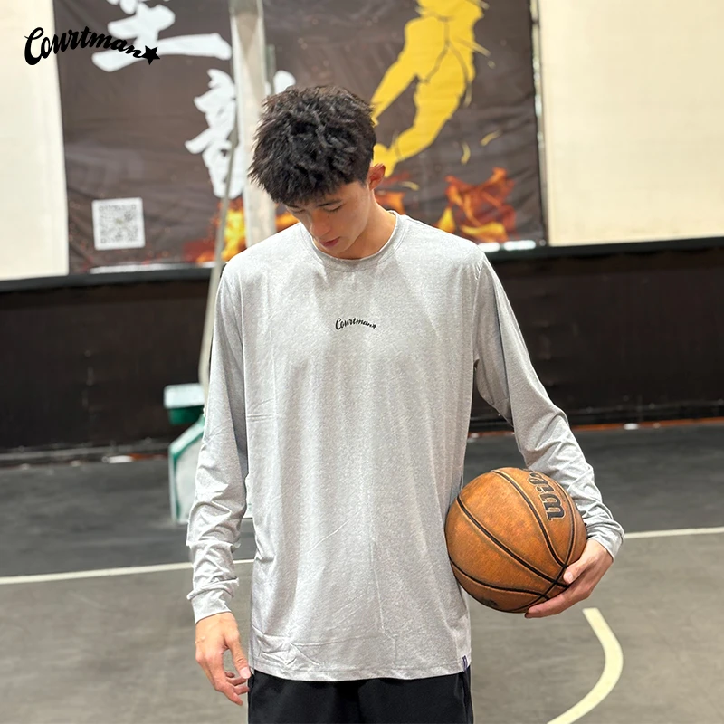 长袖T恤投篮服2023秋新品速干篮球训练印花弹力