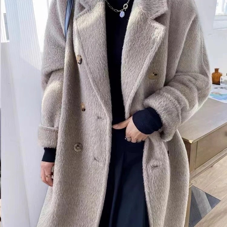 轻奢高品质厚款长款羊毛大衣女