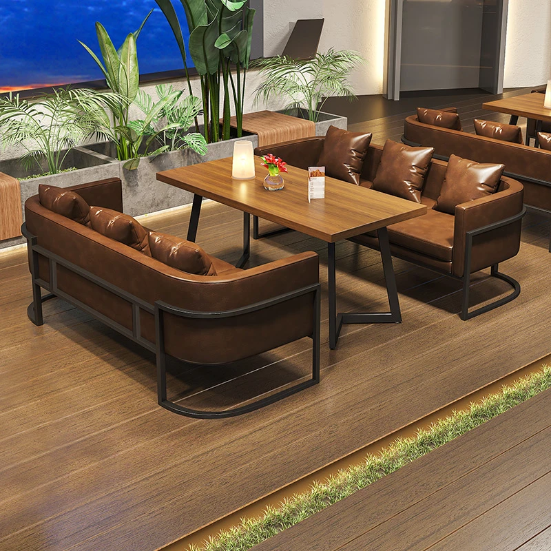 复古酒吧沙发实木桌椅音乐餐吧咖啡厅烧烤店西餐厅清吧卡座组合