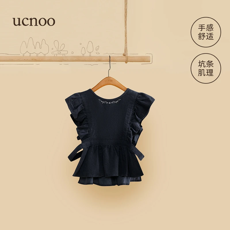 UCNOO与虫儿童花边马甲24秋季新款女童灯芯绒背心洋气马夹上衣