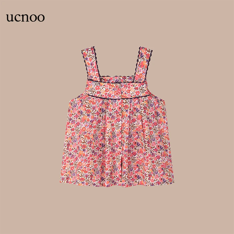 UCNOO/与虫花园派对儿童娃娃衫24夏女宝背心碎花印花柔软全棉上衣
