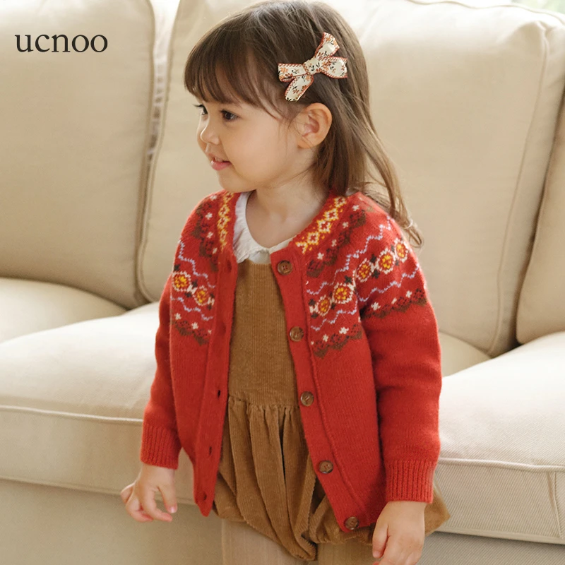 UCNOO与虫法式童装儿童毛衣针织开衫年冬长袖节日上衣外套