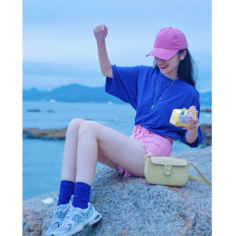 【克莱因蓝】冰淇淋色系穿搭夏季时尚T恤女 五一出游穿搭 大码T恤