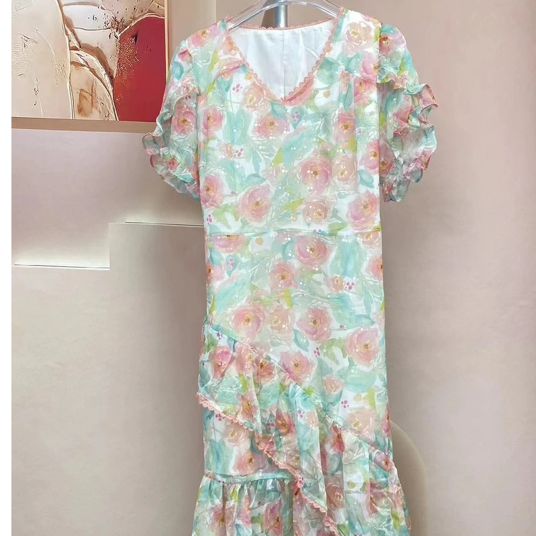 L038女装连衣裙女款碎花显瘦气质时尚夏季印花2038