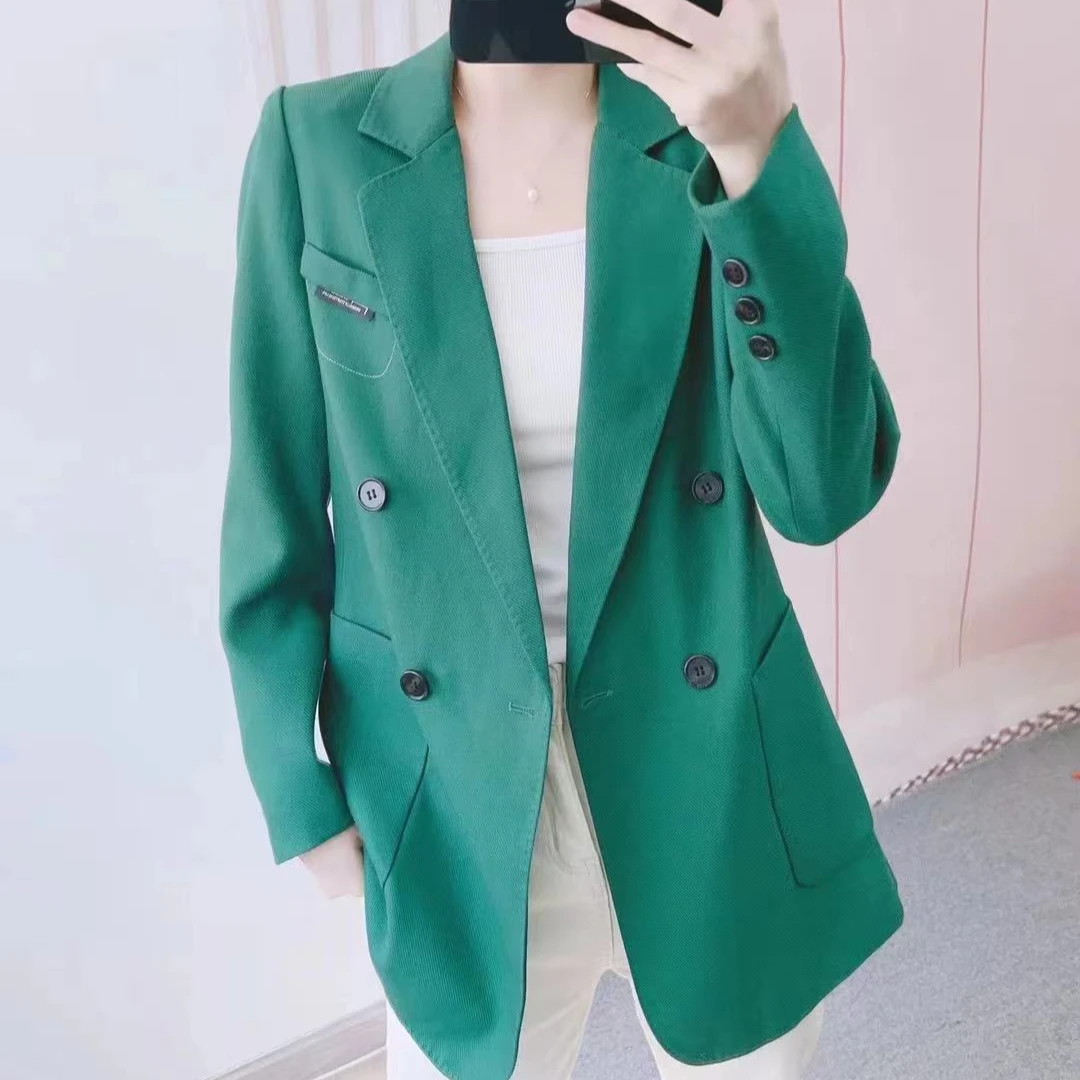 W009外套女装上衣气质网红时尚绿色西服