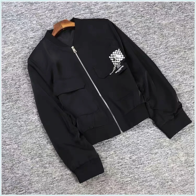 秋冬季新款女气质时尚修身显瘦夹克外套Y012（黑色）AB