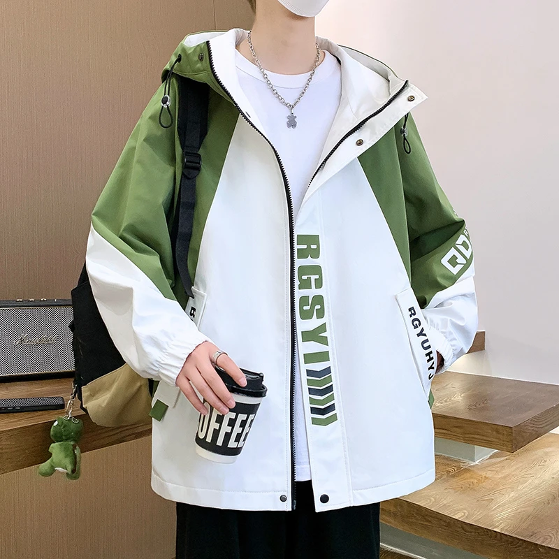 2025春秋新款休闲男外套连帽青少年宽松夹克初高中学生青少年外套