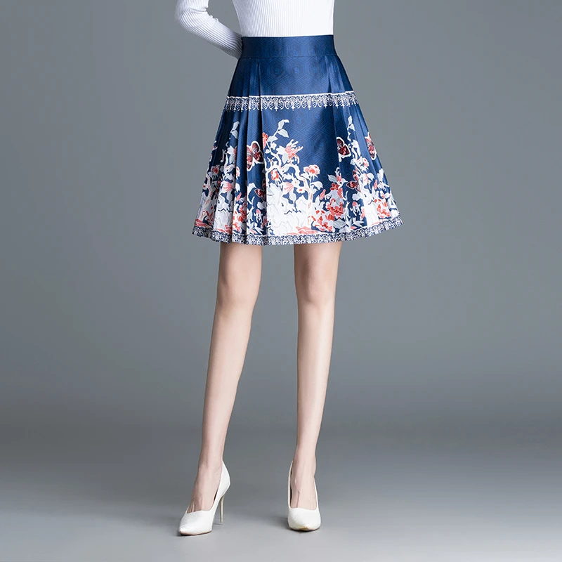 A字百褶半身短裙夏款高腰国风改良马面裙女装新中式裙子2024新款