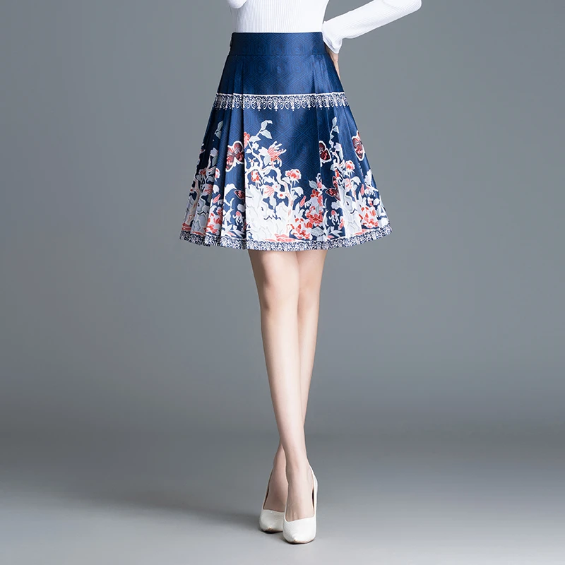新中式国风改良汉服提花百褶马面裙2024新款a字半身裙女夏短裙子