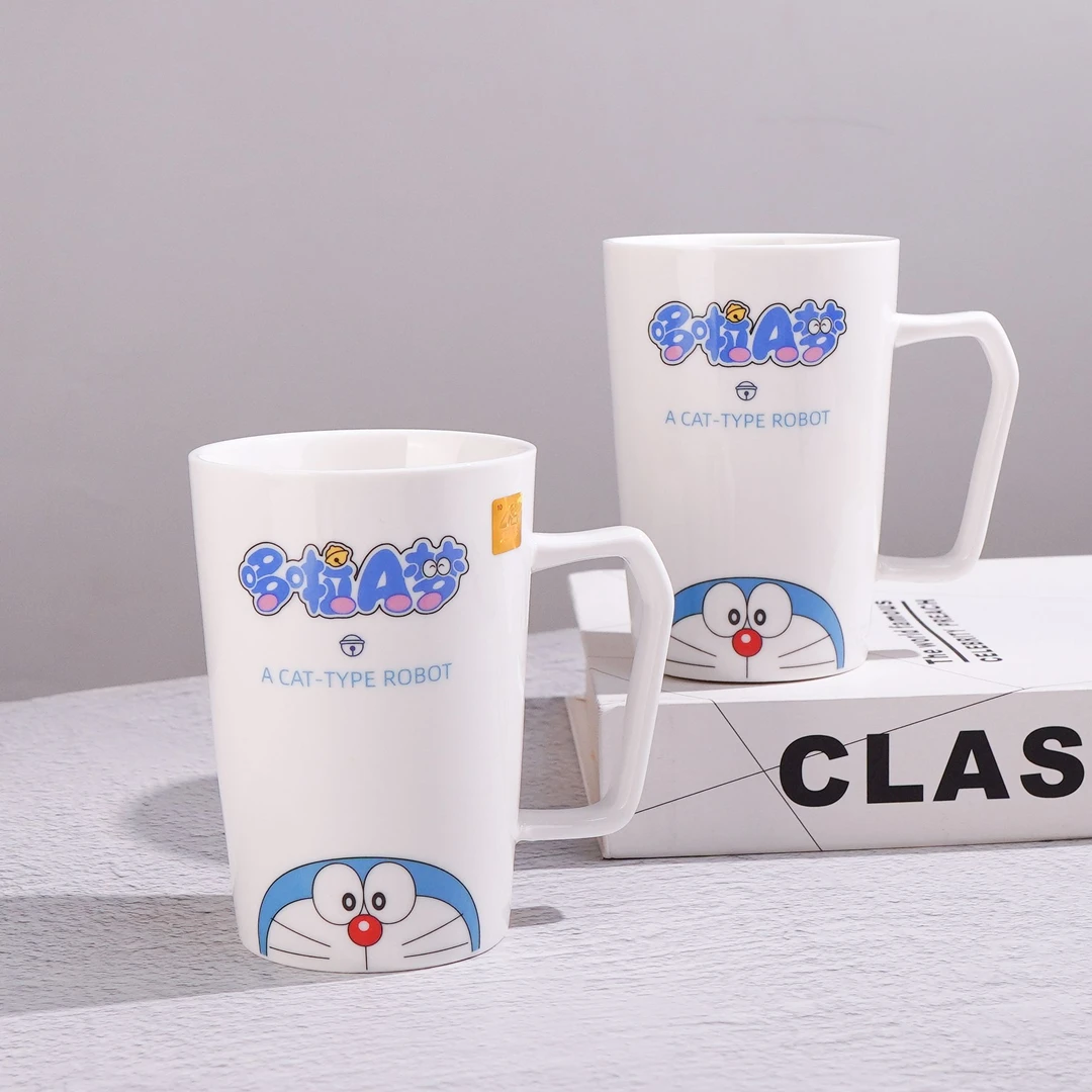 专柜正品哆啦A梦陶瓷马克杯可爱水杯创意对杯牛奶杯330ml两只装