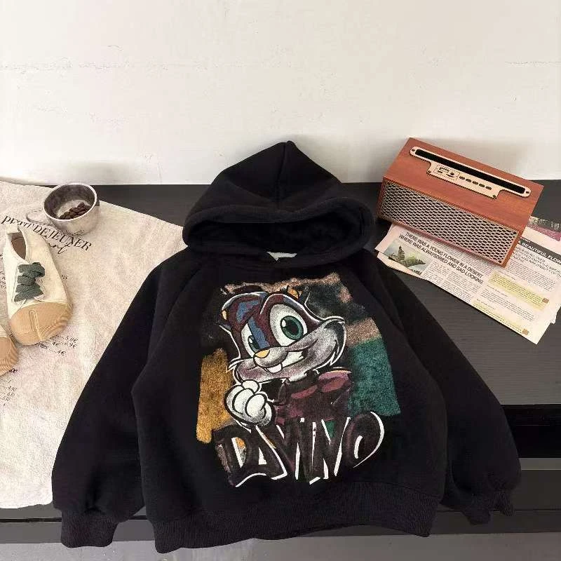 【兔八哥亲子款】2024冬季新款加绒加厚卫衣潮流插肩袖儿童成人百搭